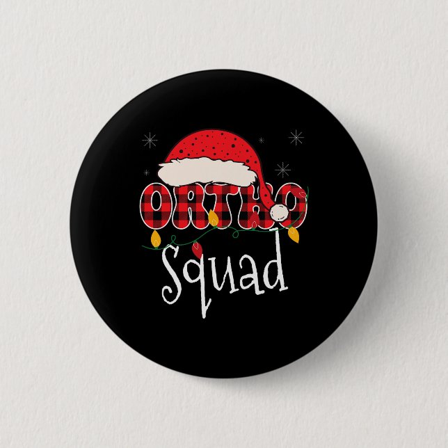 Ortho Squad Kariert Spaß Weihnachten Orthopädie Cr Button (Vorderseite)