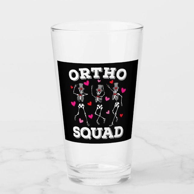 Ortho Squad tanzen Skelett Valentine Drinks Glas (Vorderseite)