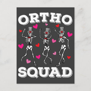 Ortho Squad tanzendes Skelett Valentinstag Postkarte