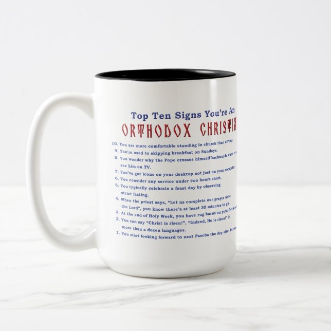 Orthodox Christlich Top 10 Zeichen Zwei-Töne 15oz  Zweifarbige Tasse (Links)