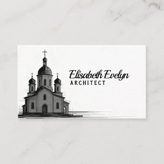 Orthodox Church Sketch on White Background Visitenkarte (Vorderseite)