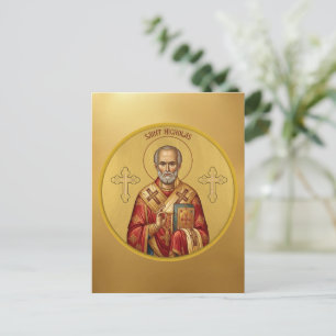 Orthodox-Ikonen-T-Shirt des Heiligen Nikolaus Postkarte