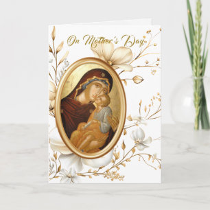 Orthodox Muttertag mit Gold- und Elfenblumen Karte