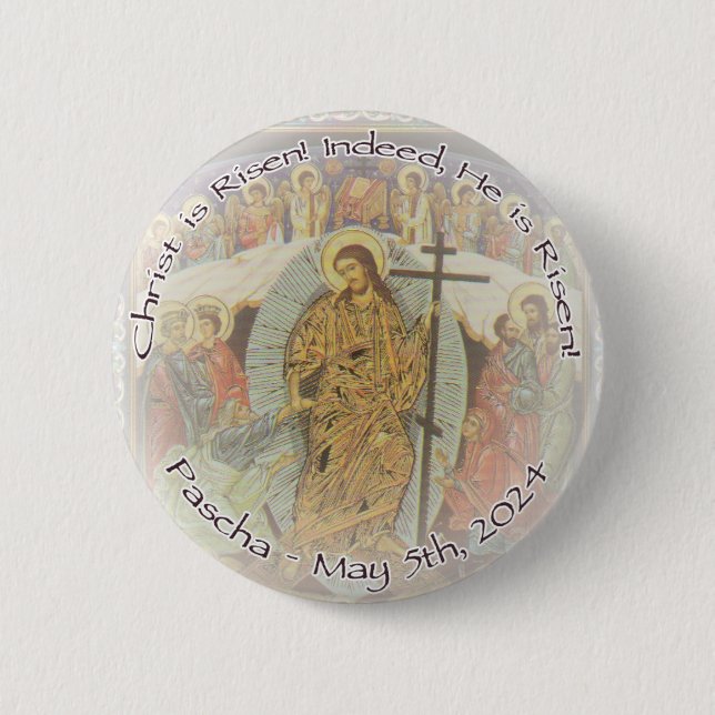 Orthodoxe Christliche Christus ist Risen ENG 2,25  Button (Vorderseite)