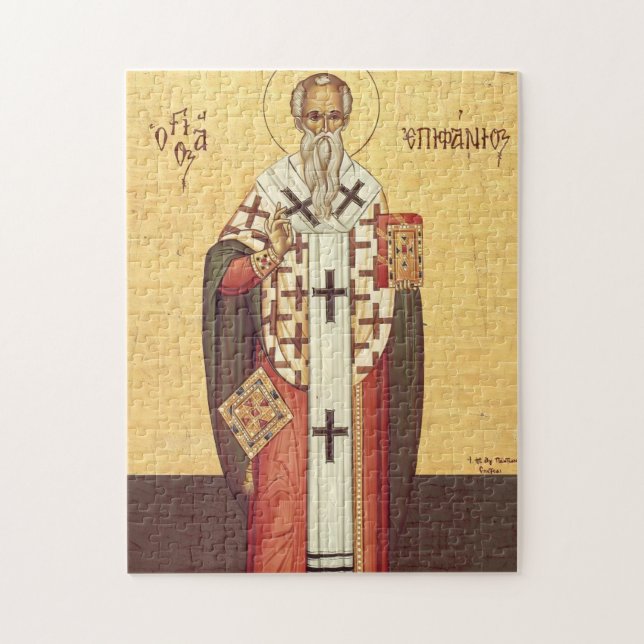 Orthodoxe christliche Ikone des hl. Epiphanios von Puzzle (Vertikal)