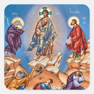 Orthodoxe christliche Ikone Verklärung Quadratischer Aufkleber