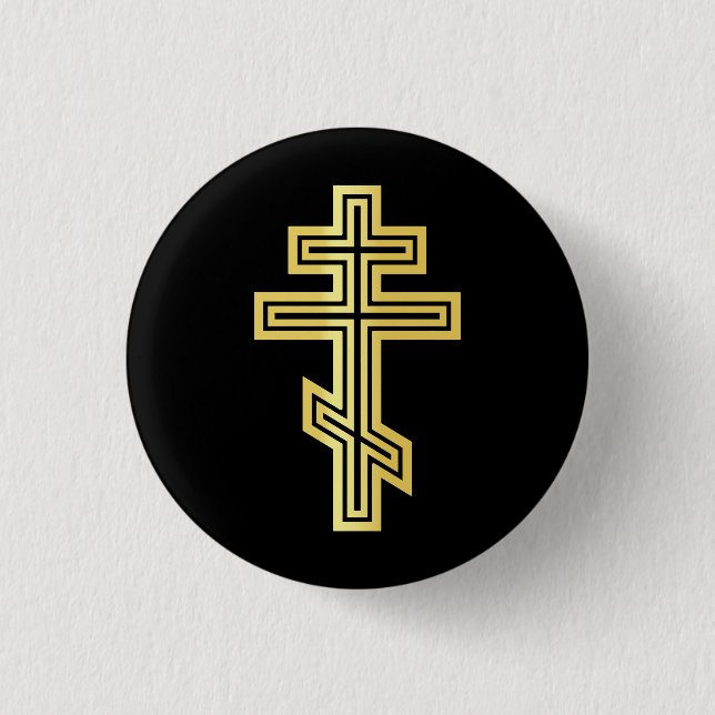 Orthodoxe Christliches Kreuz Button (Vorderseite)
