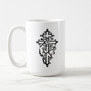 Orthodoxe Christliches Verziertes Kreuz 15oz. Kaffeetasse
