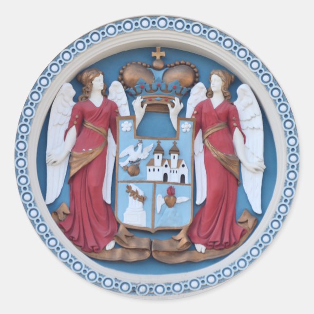 orthodoxe Engel Siegel Religiensymbol stucco timis Runder Aufkleber (Vorderseite)