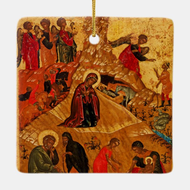 Orthodoxe Geburt Christis-Ikonen-Verzierung Keramikornament (Rückseite)