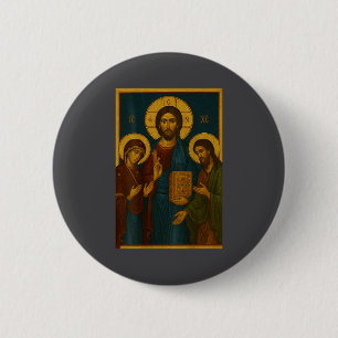 Orthodoxe Ikone Christi, Theotokos und Johannes de Button