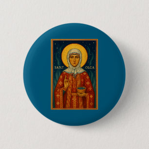 Orthodoxe Ikone der Heiligen Olga von Alaska Button