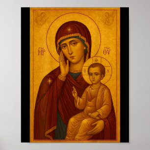 Orthodoxe Ikone der Theotokos und des Baby Jesus C Poster