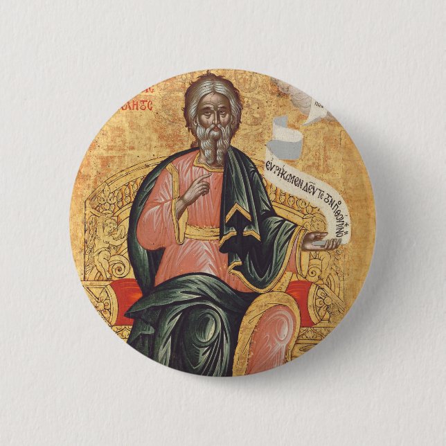 Orthodoxe Ikone des heiligen Apostels Andreas Button (Vorderseite)