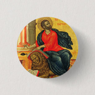 orthodoxe Ikone des Heiligen Markus des Evangelist Button