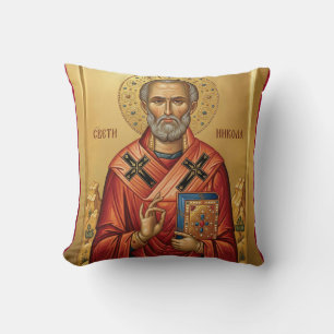 Orthodoxe Ikone des Heiligen Nikolaus Kissen