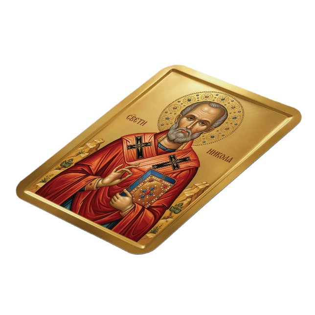 Orthodoxe Ikone des Heiligen Nikolaus Magnet (Linke Seite)
