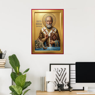 orthodoxe Ikone des Heiligen Nikolaus Poster
