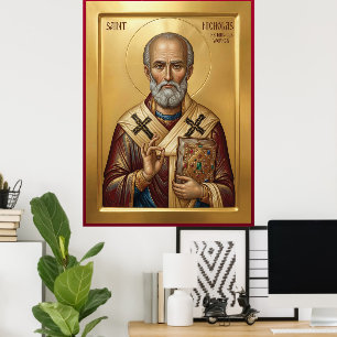 Orthodoxe Ikone des Heiligen Nikolaus Poster