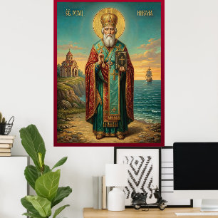 Orthodoxe Ikone des Heiligen Nikolaus Poster