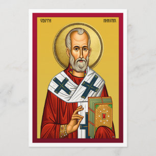 orthodoxe Ikone des Heiligen Nikolaus, serbisches Menükarte