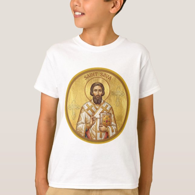 Orthodoxe Ikone des Heiligen Sava T-Shirt (Vorderseite)