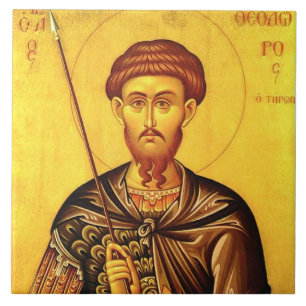 orthodoxe Ikone des Heiligen Theodor Tiron Fliese