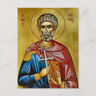 Orthodoxe Ikone des hl. Menas von Ägypten Postkarte