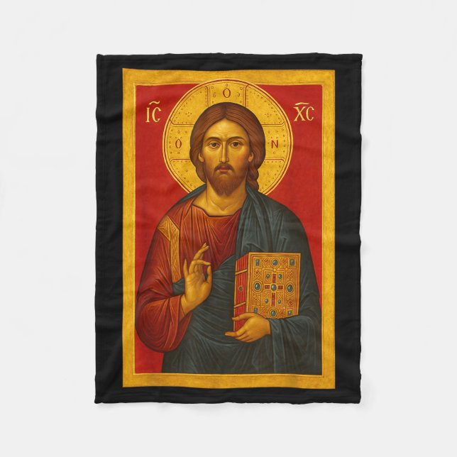 Orthodoxe Ikone Jesu Christi Pantokrator  Fleecedecke (Vorderseite)