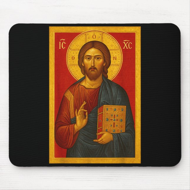 Orthodoxe Ikone Jesu Christi Pantokrator  Mousepad (Vorne)