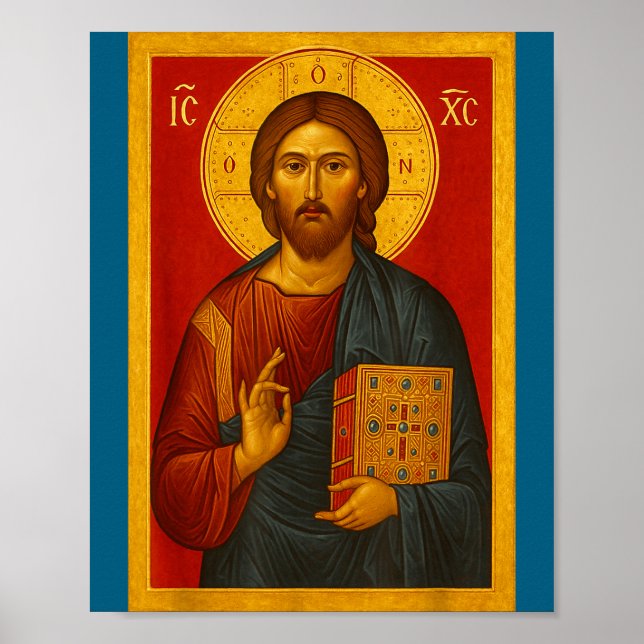 Orthodoxe Ikone Jesu Christi Pantokrator  Poster (Vorne)