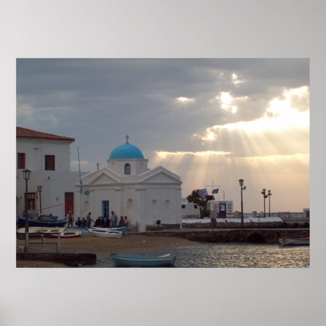 Orthodoxe Kirche Mykonos Island Griechenland Poste Poster (Vorne)