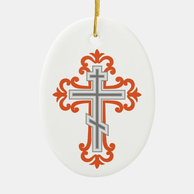 Orthodoxe Kreuz Keramik Ornament (Vorne)