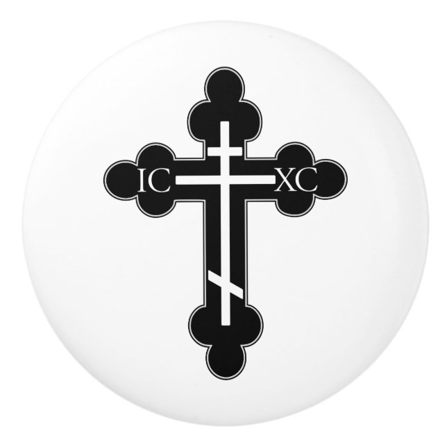 Orthodoxe Kreuz Keramikknauf (Vorderseite)