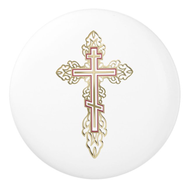 Orthodoxe Kreuz Keramikknauf (Vorderseite)