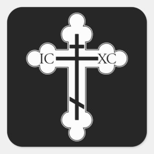 Orthodoxe Kreuz Quadratischer Aufkleber