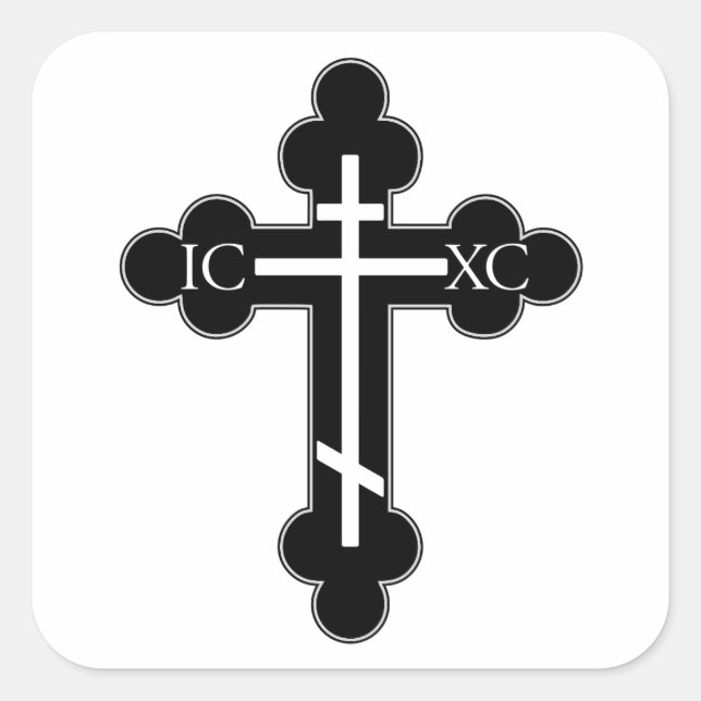 Orthodoxe Kreuz Quadratischer Aufkleber (Vorderseite)