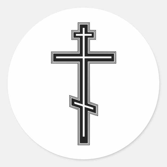 Orthodoxe Kreuz Runder Aufkleber (Vorderseite)