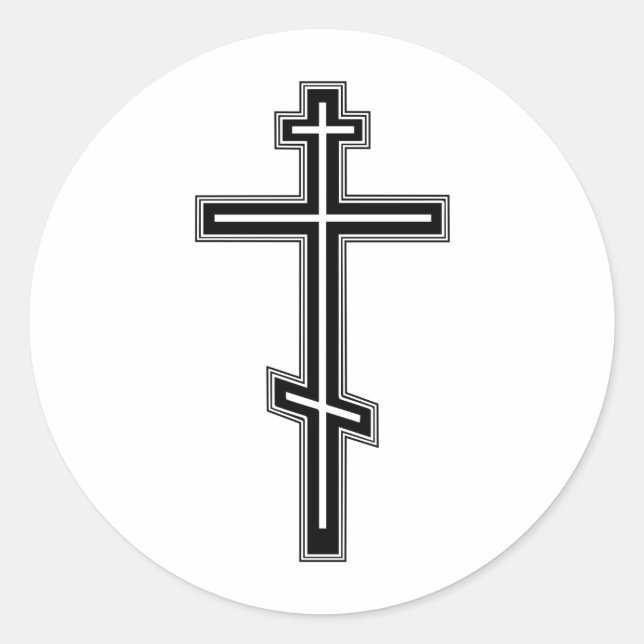 Orthodoxe Kreuz Runder Aufkleber (Vorderseite)