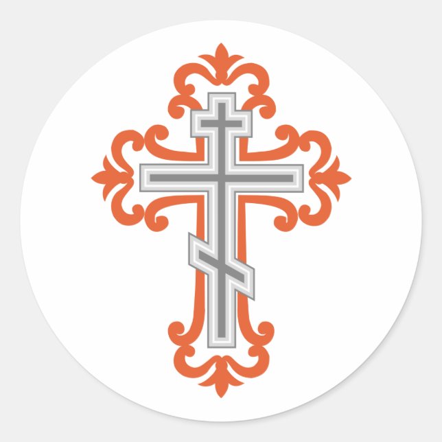Orthodoxe Kreuz Runder Aufkleber (Vorderseite)