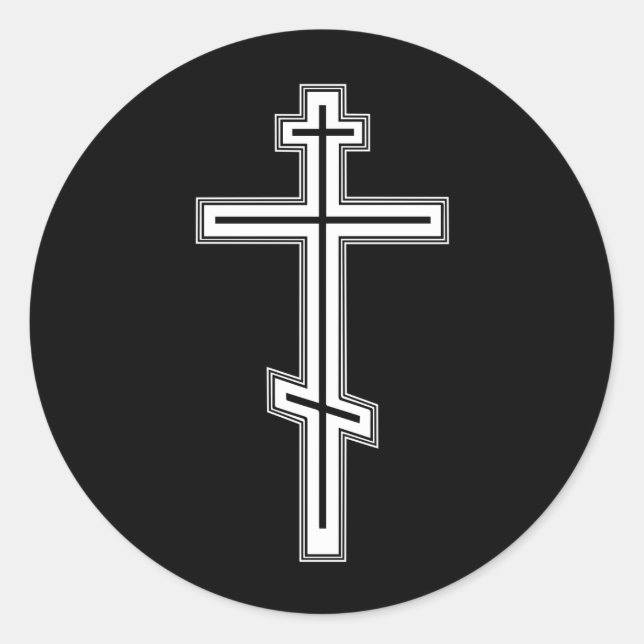 Orthodoxe Kreuz Runder Aufkleber (Vorderseite)