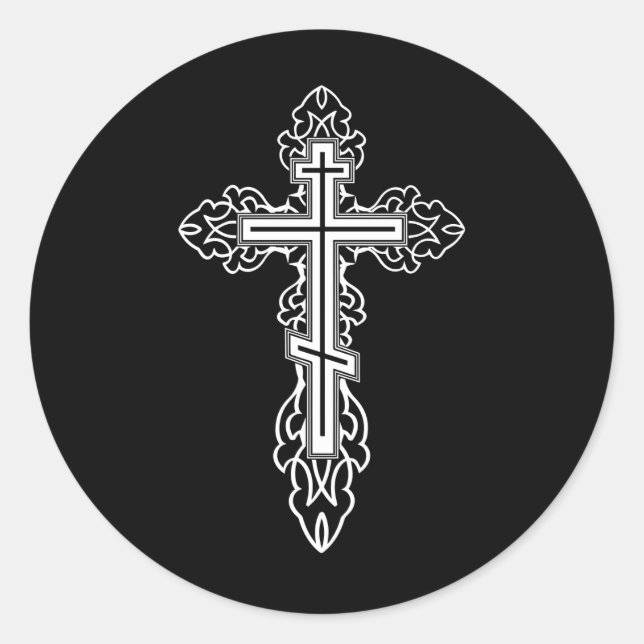 Orthodoxe Kreuz Runder Aufkleber (Vorderseite)