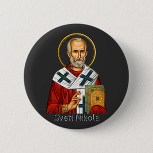 Orthodoxe serbische Briefikone des heiligen Nikola Button