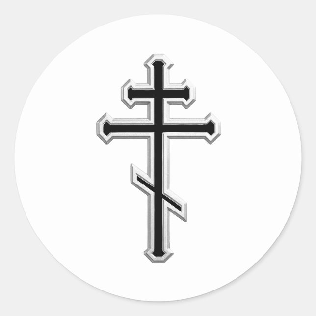 Orthodoxenkreuz Runder Aufkleber (Vorderseite)