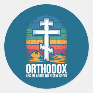 Orthodoxer Christ fragt mich über das Nicänische G Runder Aufkleber