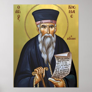 Orthodoxer Ikonendruck des Hl. Kosmas von Aitolia Poster
