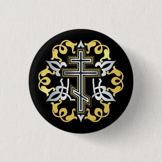 Orthodoxes Cross Gold mit Ornamenten Button