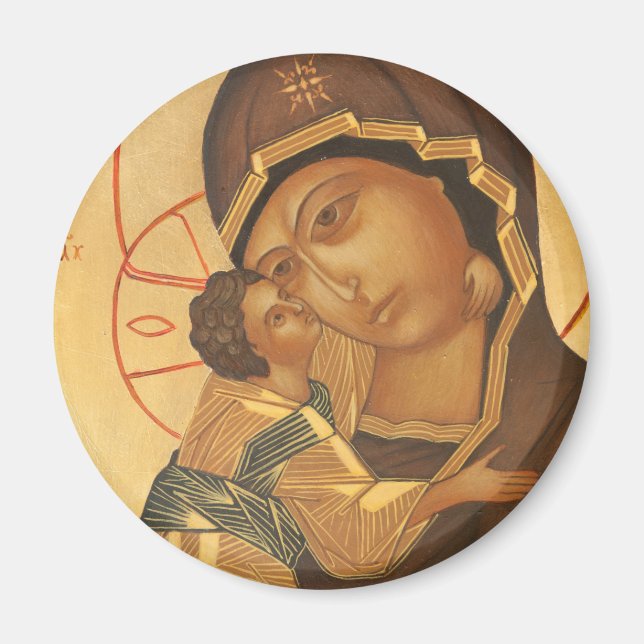 Orthodoxes Icon der Jungfrau Mary und Baby Jesus Magnet (Vorne)