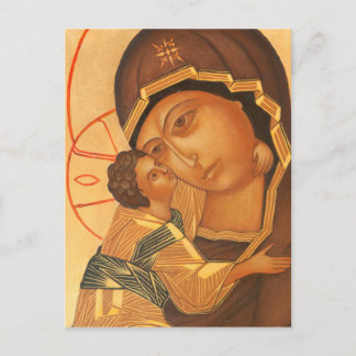 Orthodoxes Icon der Jungfrau Mary und Baby Jesus Postkarte