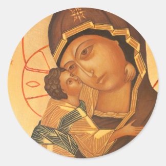Orthodoxes Icon der Jungfrau Mary und Baby Jesus Runder Aufkleber